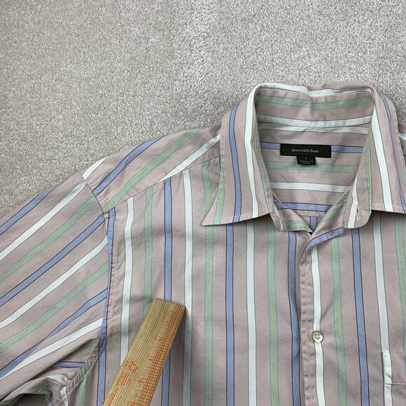 Ermenegildo Zegna Men's Striped Button Front Dress Shirt Size Large - Picture 6 of 16